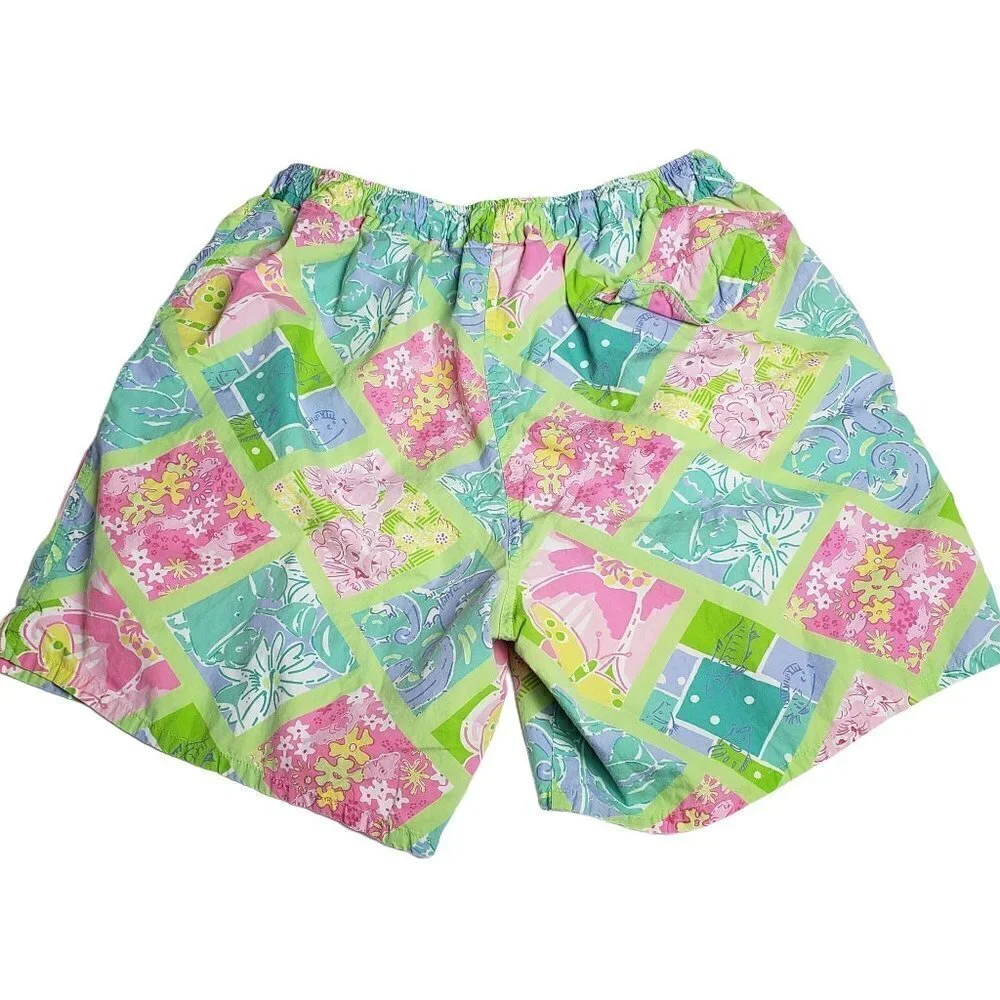 Lilly Pulitzer Shorts Animal Print Cotton High Waisted Vintage 90s Mens Medium